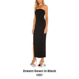 NWT NBD Dream Gown in Black Size Large Strapless Revolve